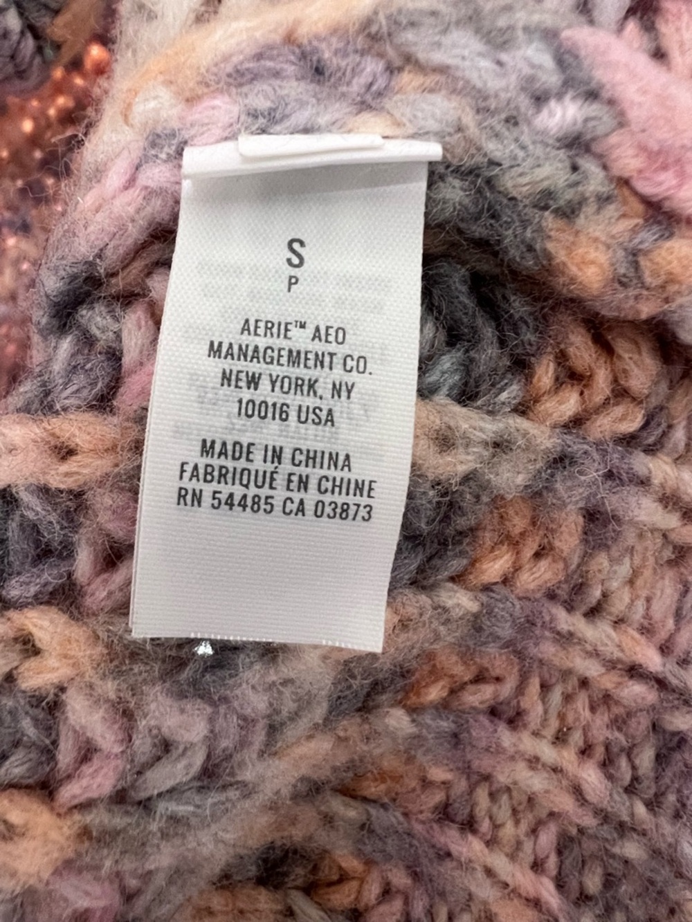 Aerie Striped Knit Pullover Hoodie Sweater Pink Gray Beige Women's S - Picture 6 of 6